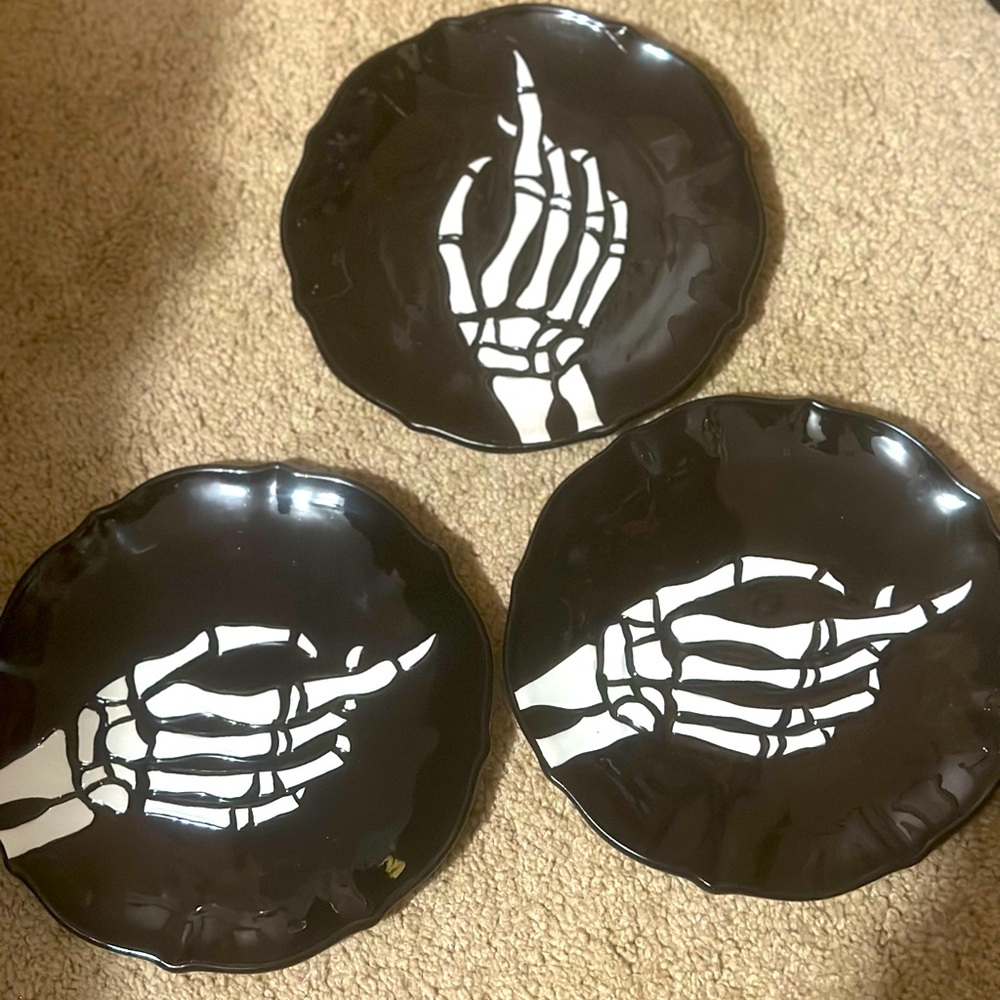 Set of HALLOWEEN SKELETON hand plates